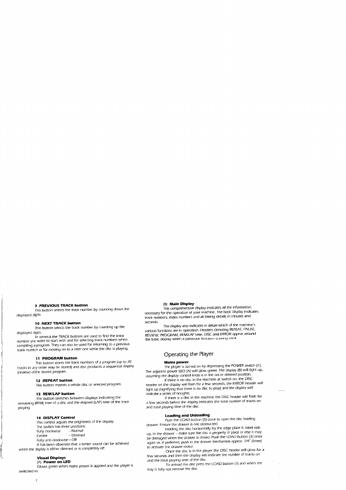 Operating, Player | Arcam Delta 70.2 User Manual | Page 7 / 12