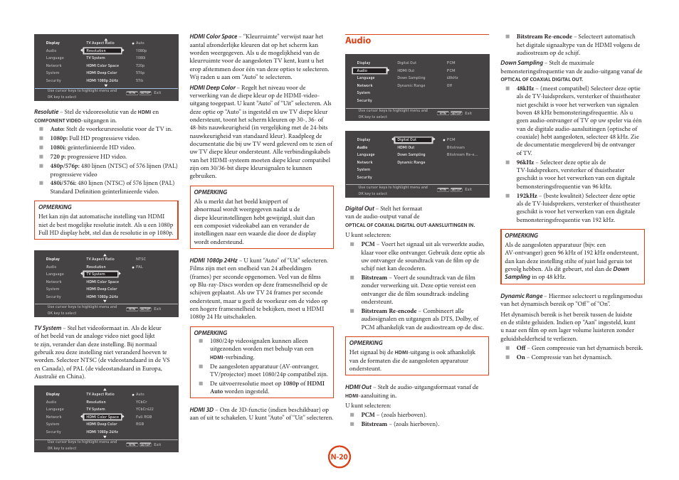 Audio | Arcam HANDBOOK Blu-ray Disc player BDP300 User Manual | Page 120 / 206