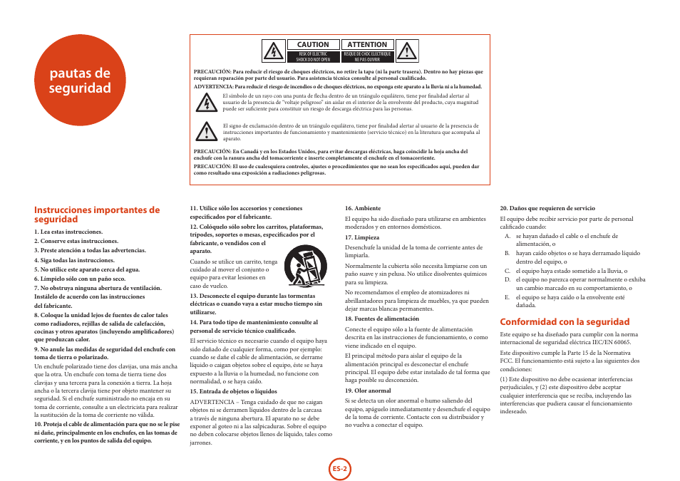 Pautas de seguridad, Instrucciones importantes de seguridad, Conformidad con la seguridad | Arcam HANDBOOK Blu-ray Disc player BDP300 User Manual | Page 134 / 206