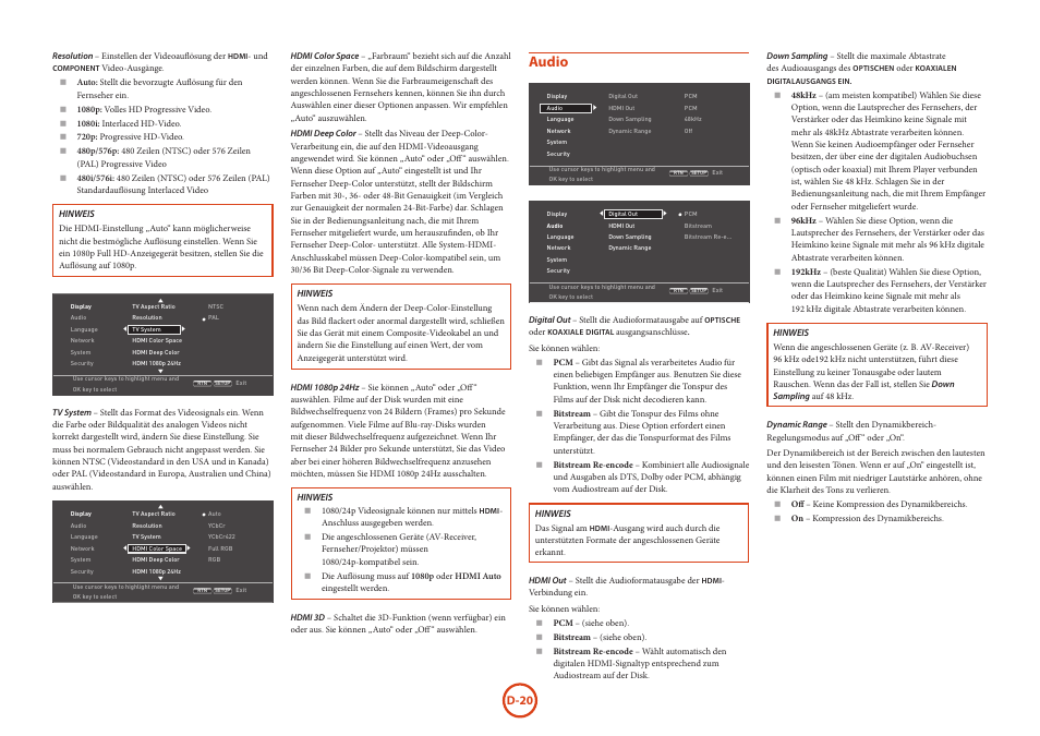 Audio | Arcam HANDBOOK Blu-ray Disc player BDP300 User Manual | Page 88 / 206