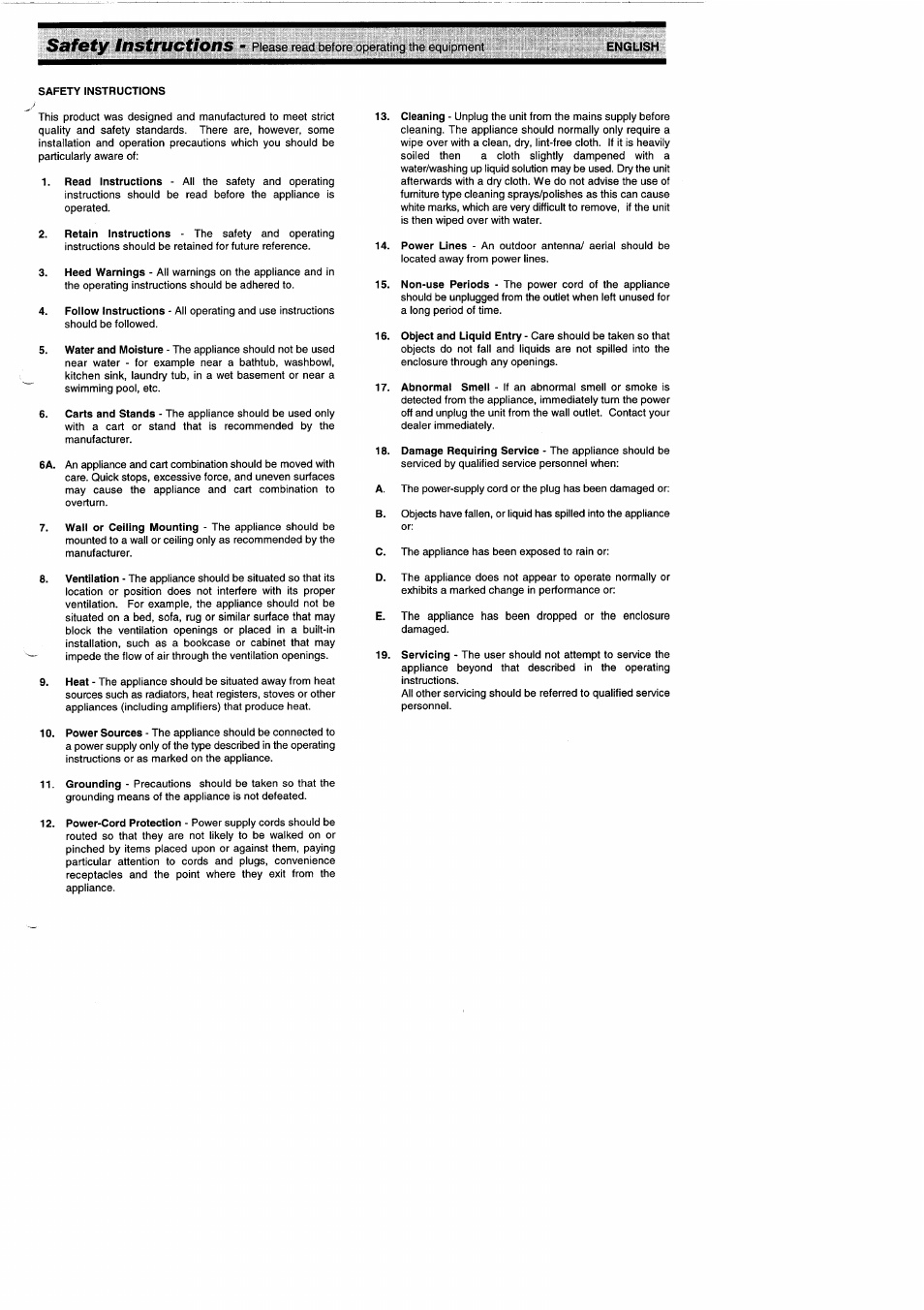 Safety instructions | Arcam Amplifiers Alpha 9/9P User Manual | Page 3 / 12