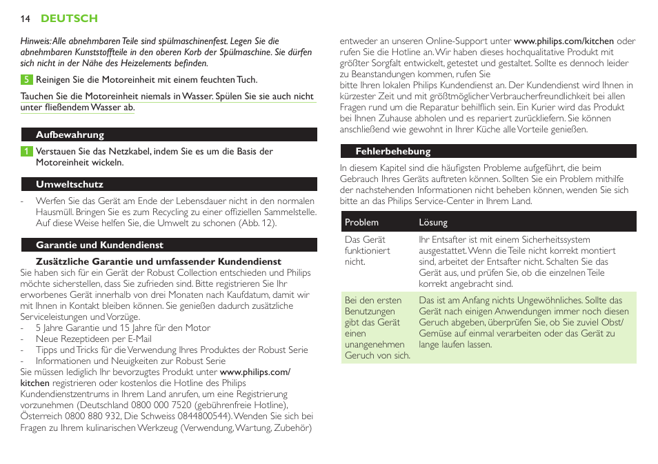Impulsschalter, Auto-position | Philips Robust Collection Centrifugeuse User Manual | Page 14 / 28
