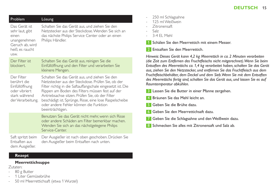 Standmixer, Den standmixer vorbereiten, Den mixer verwenden | Nach verwendung des standmixers | Philips Robust Collection Centrifugeuse User Manual | Page 15 / 28