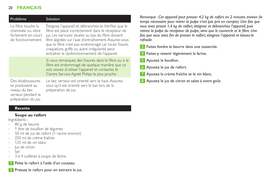 Bouton pulse, Position auto | Philips Robust Collection Centrifugeuse User Manual | Page 20 / 28