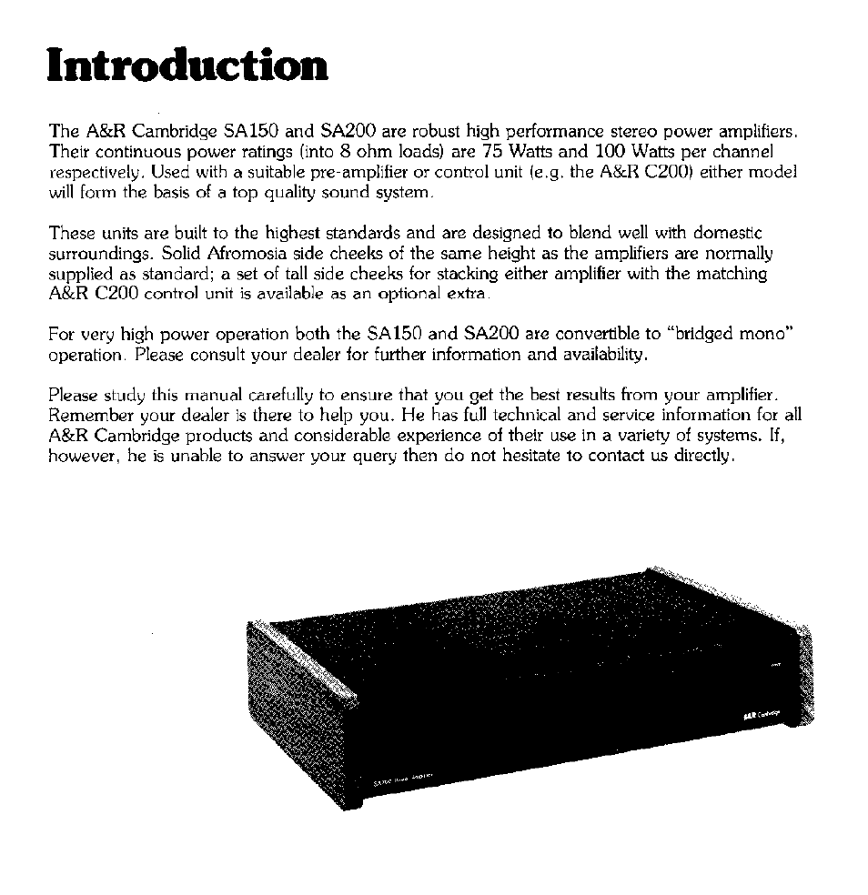 Introduction | Arcam SA200 User Manual | Page 3 / 14