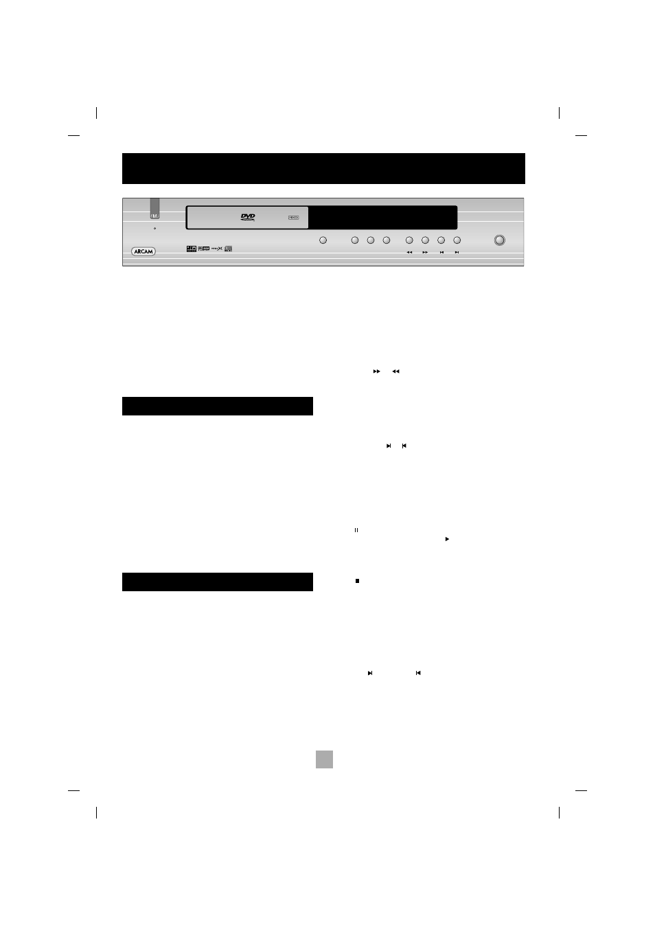 Utilisation courante de votre lecteur de dvd, Commandes du panneau avant, Lecture d’un disque | Arcam DV27 User Manual | Page 28 / 56