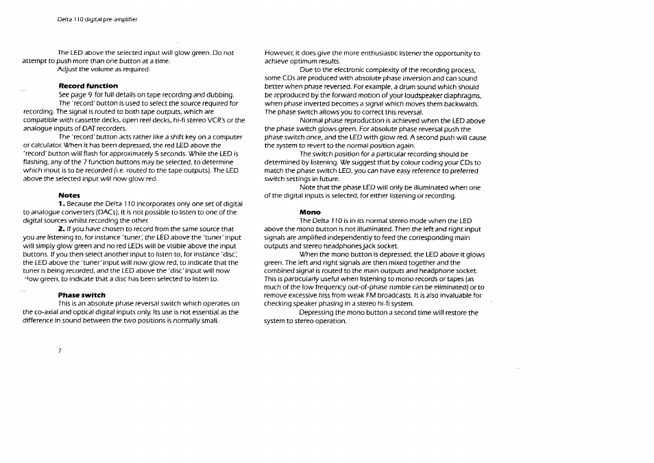 Arcam Digital Pre -Amplifier Delta 110 User Manual | Page 7 / 16
