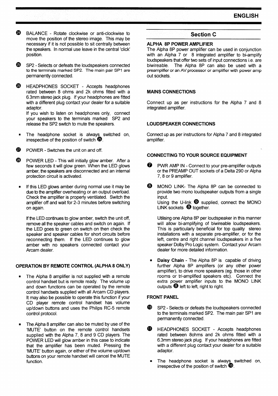 English | Arcam Alpha 8P User Manual | Page 6 / 11