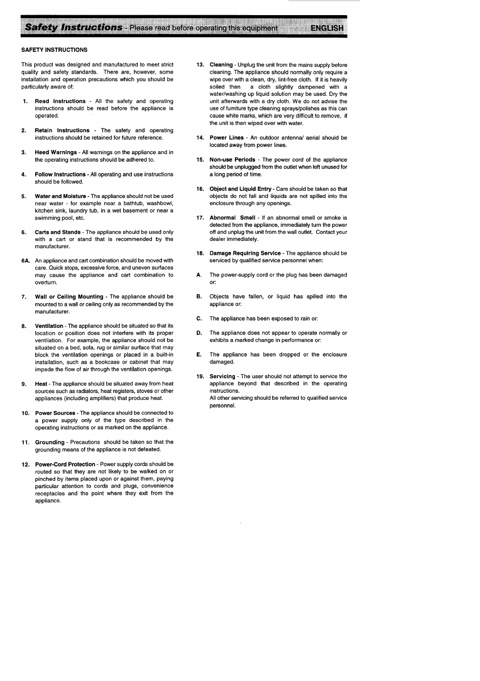 Safety instructions, Ssfoty instructions | Arcam ALPHA AV50 User Manual | Page 2 / 15