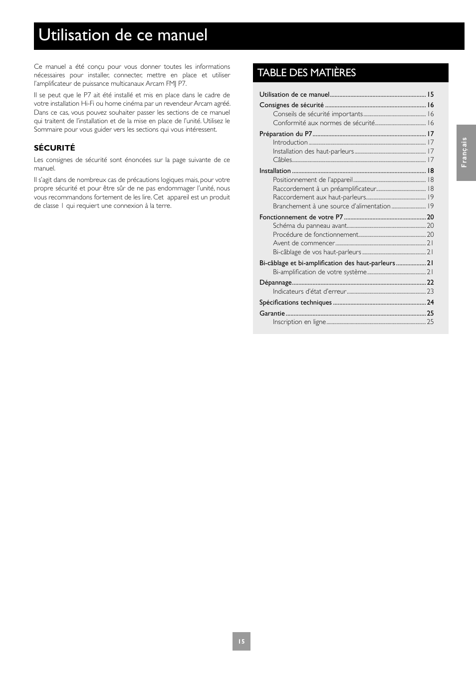 Arcam Multichannel Power Amplifier User Manual | Page 15 / 52