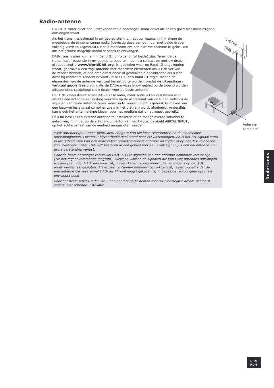 Radio-antenne, Nl-5 | Arcam DT91 User Manual | Page 45 / 52