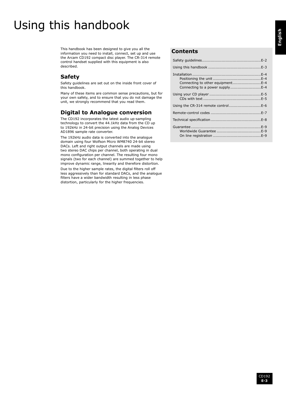 Arcam Compact Disc Player CD192 User Manual | Page 3 / 9