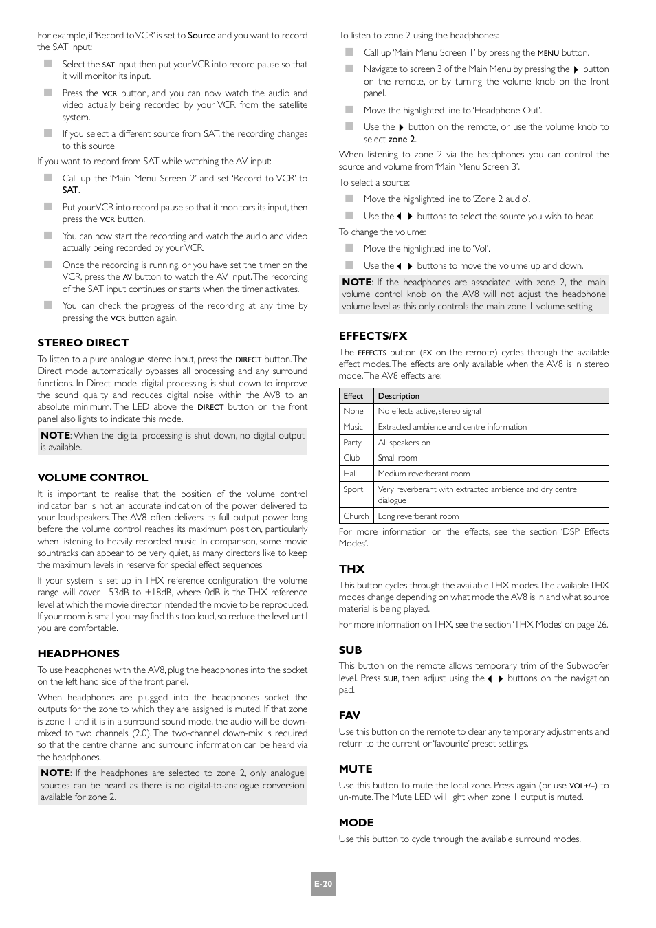 Arcam AV8 PReamp Processor E-2 User Manual | Page 20 / 42