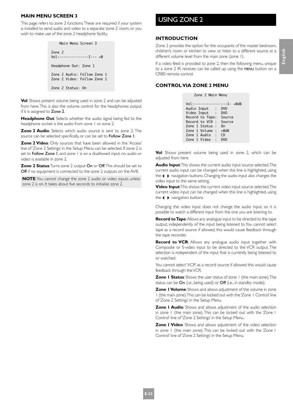 Using zone 2 | Arcam AV8 PReamp Processor E-2 User Manual | Page 23 / 42