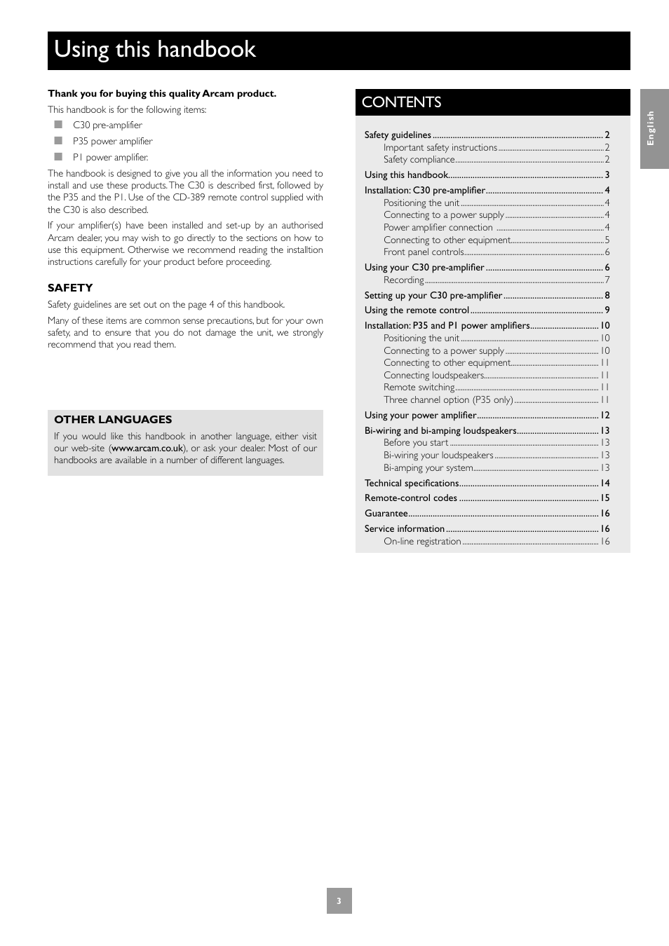 Arcam Power Amplifier P1 User Manual | Page 3 / 52