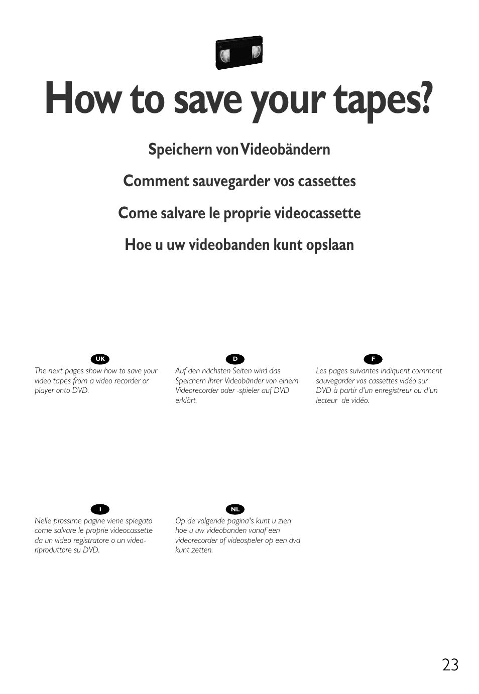 How to save your tapes | Philips Lecteur interne User Manual | Page 23 / 116