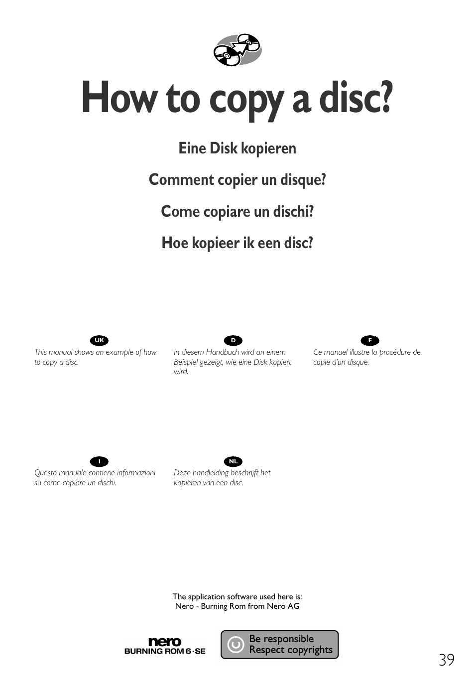 How to copy a disc | Philips Lecteur interne User Manual | Page 39 / 116