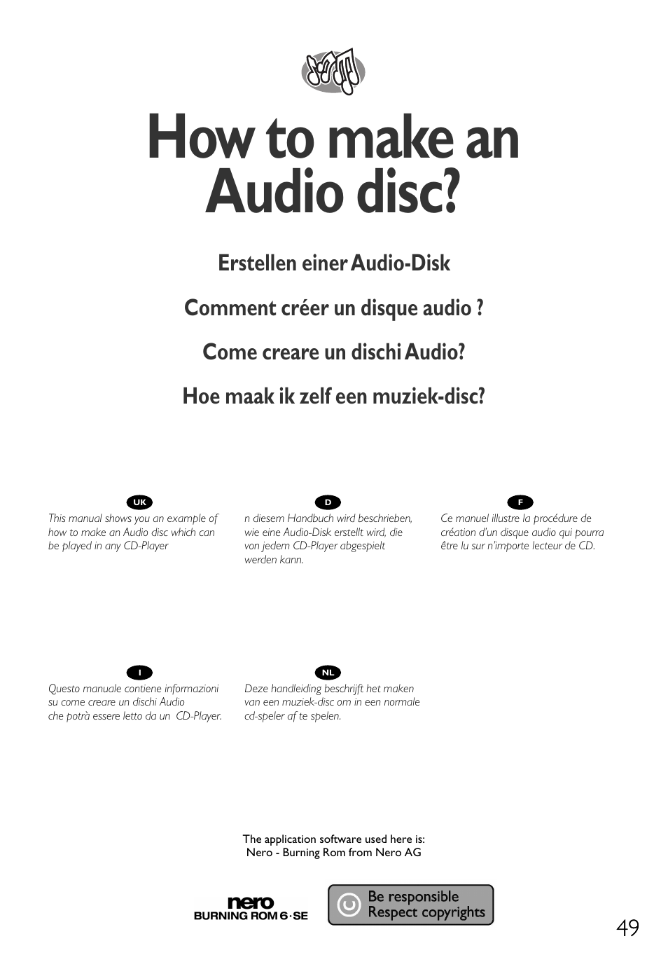 How to make an audio disc | Philips Lecteur interne User Manual | Page 49 / 116
