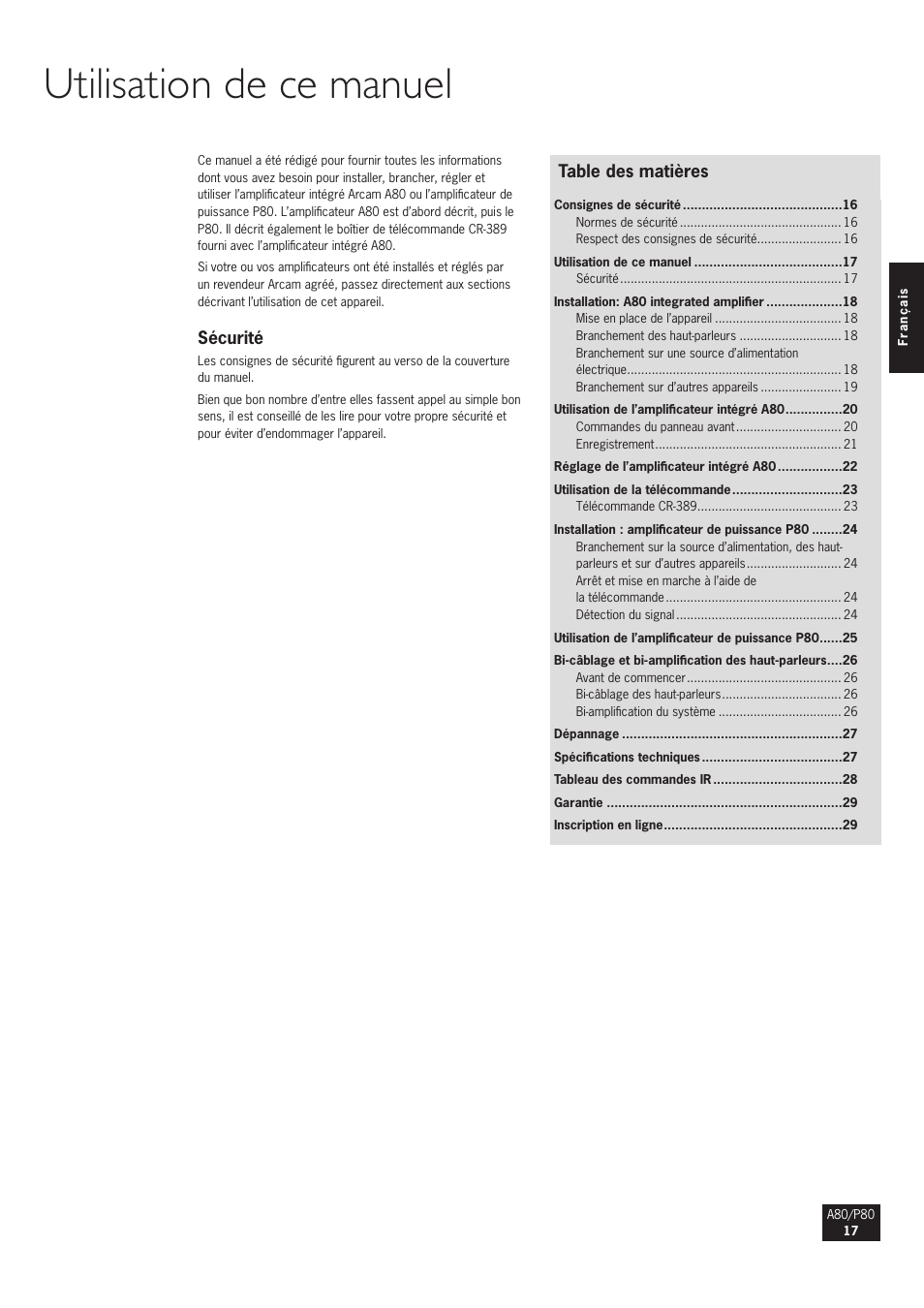 Arcam A80 User Manual | Page 17 / 60