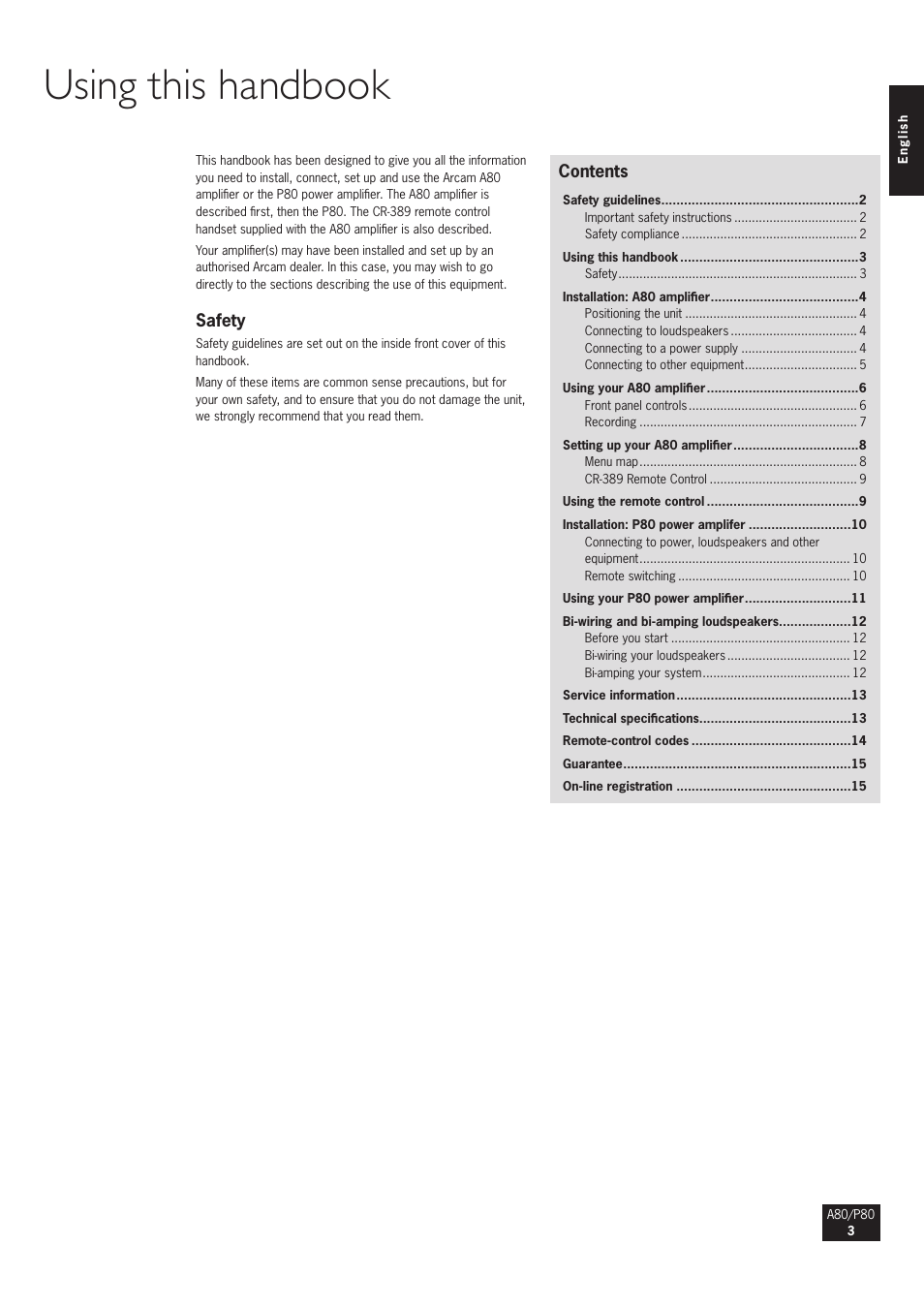 Arcam A80 User Manual | Page 3 / 60