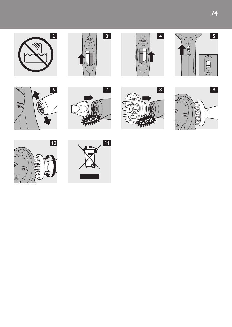 Philips Sèche-cheveux User Manual | Page 74 / 76