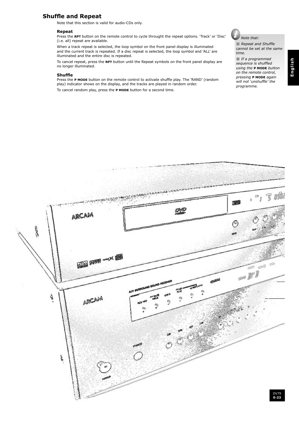 Shuffle and repeat | Arcam DV79 User Manual | Page 23 / 42