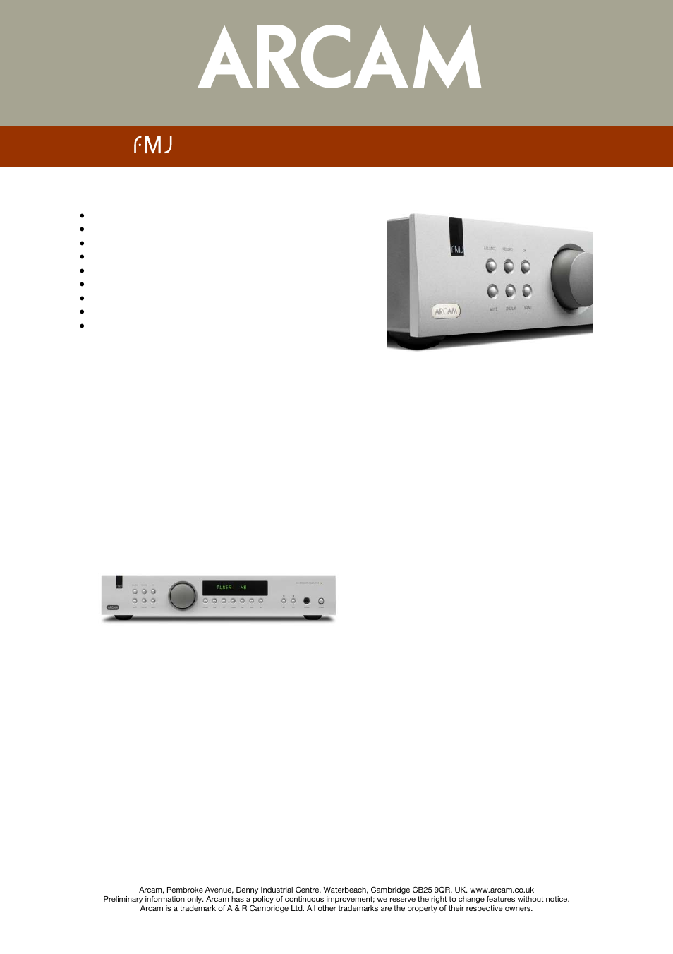 Arcam A28 User Manual | 2 pages