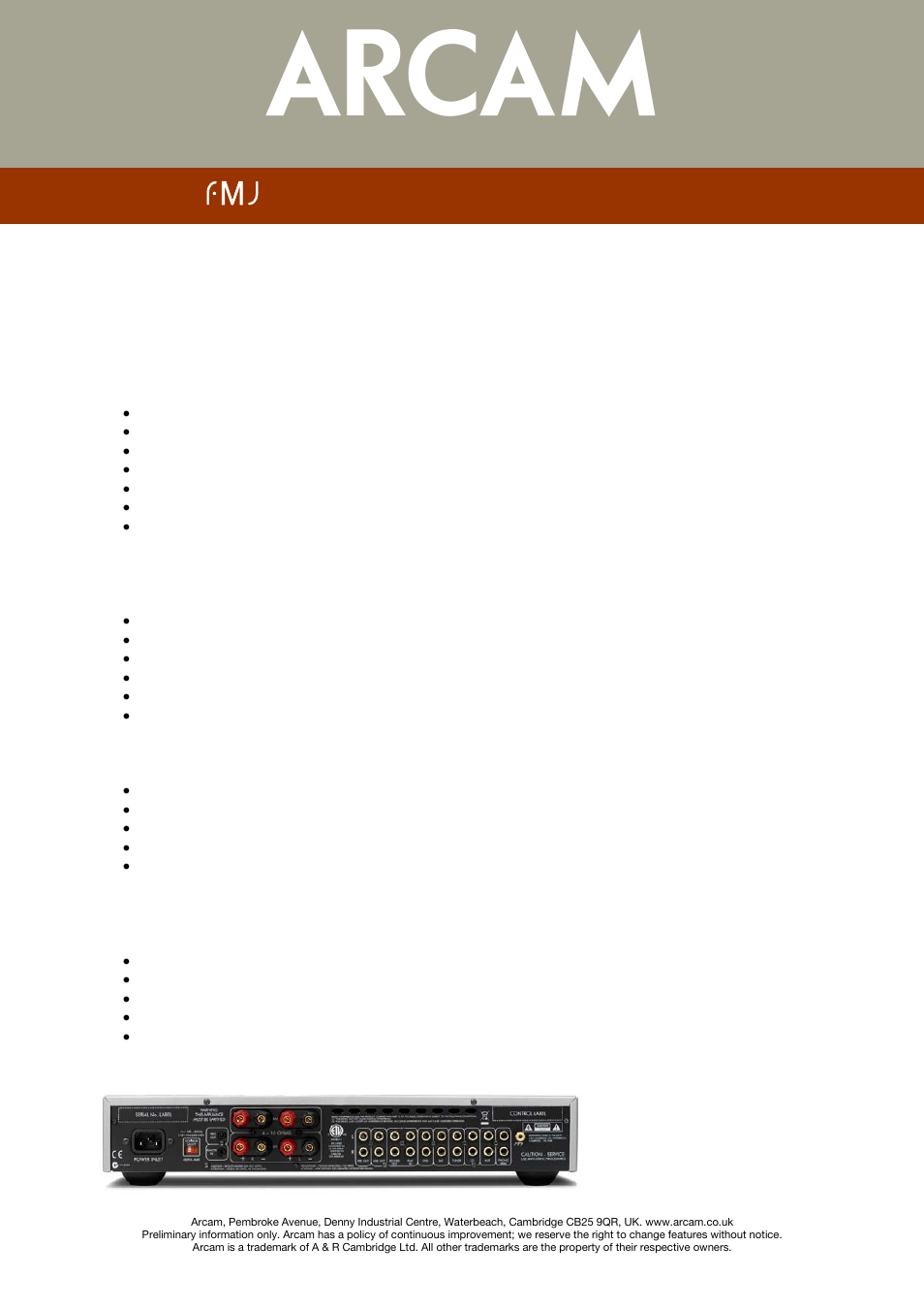 A28 integrated amplifier | Arcam A28 User Manual | Page 2 / 2