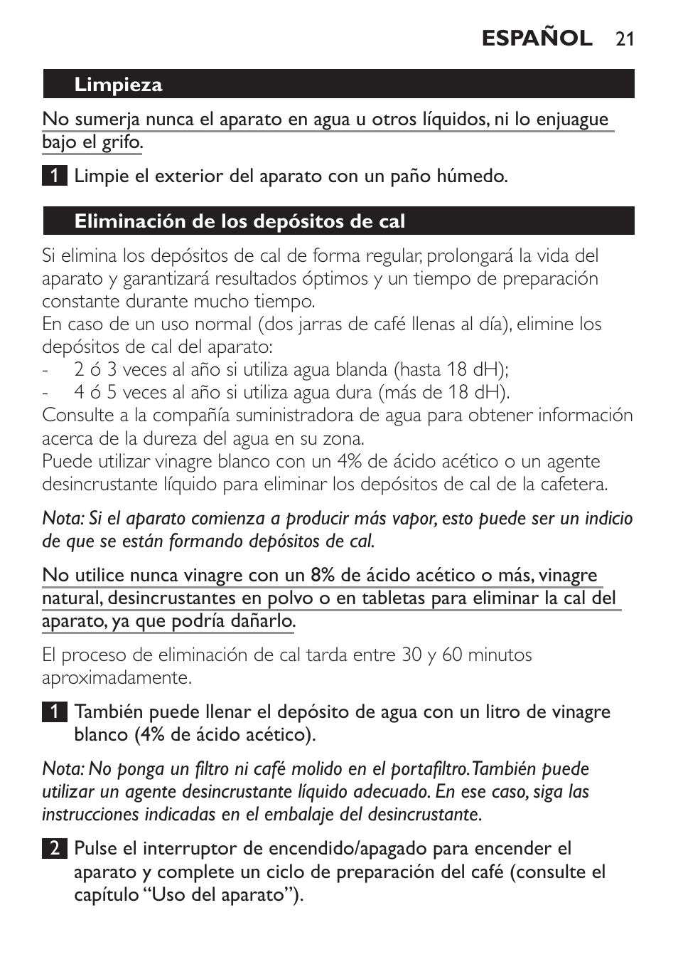 Philips Viva Cafetière User Manual | Page 21 / 52