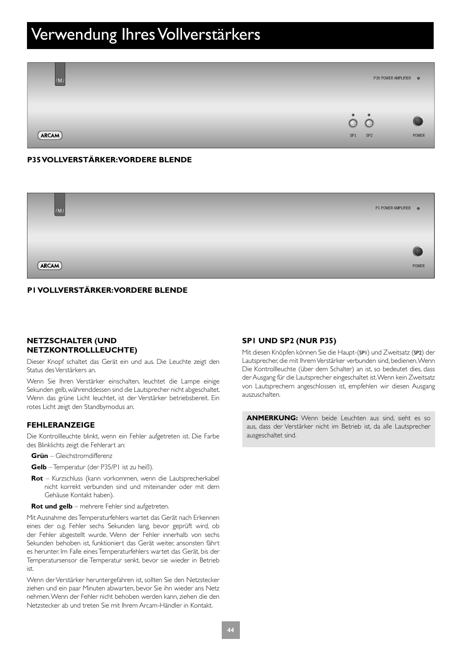 Verwendung ihres vollverstärkers | Arcam C30 User Manual | Page 44 / 52