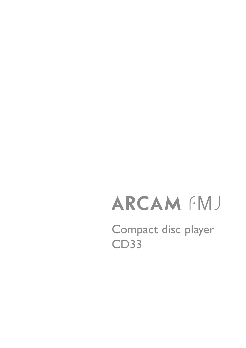Arcam CD33 User Manual | 8 pages