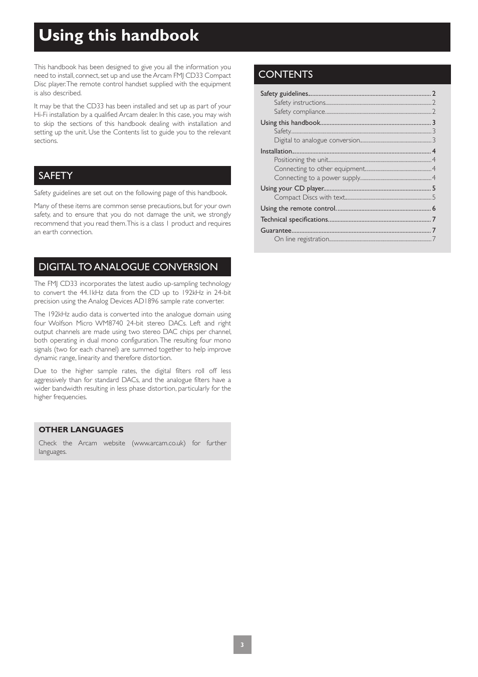 Arcam CD33 User Manual | Page 3 / 8