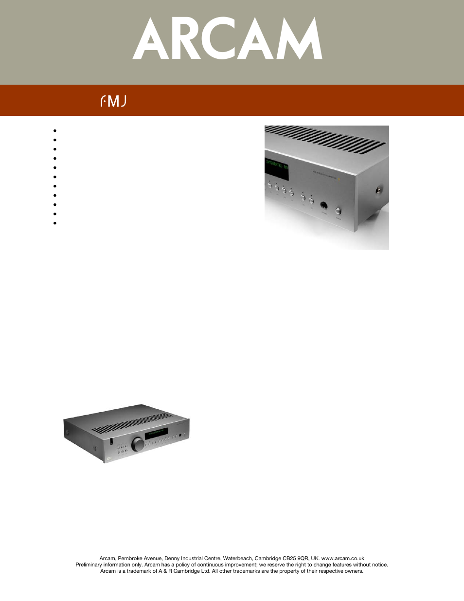 Arcam FMJA38 User Manual | 1 page