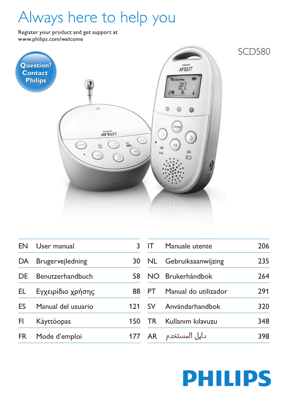 Philips AVENT Écoute-bébé DECT User Manual | 400 pages