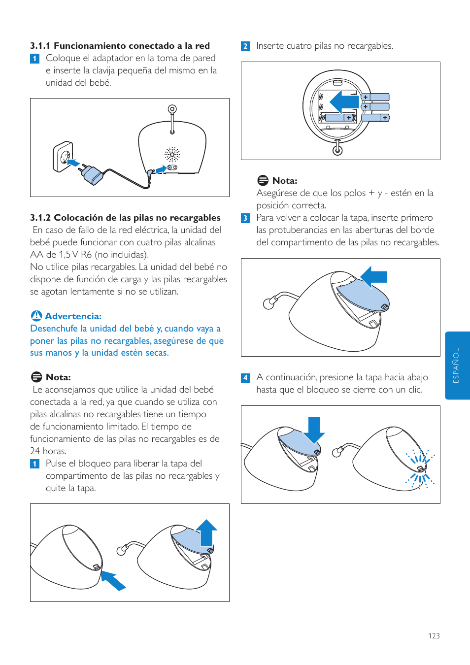 Philips AVENT Écoute-bébé DECT User Manual | Page 123 / 400