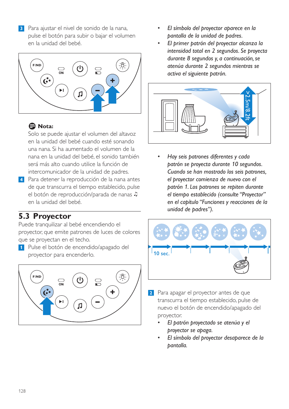 3 proyector | Philips AVENT Écoute-bébé DECT User Manual | Page 128 / 400