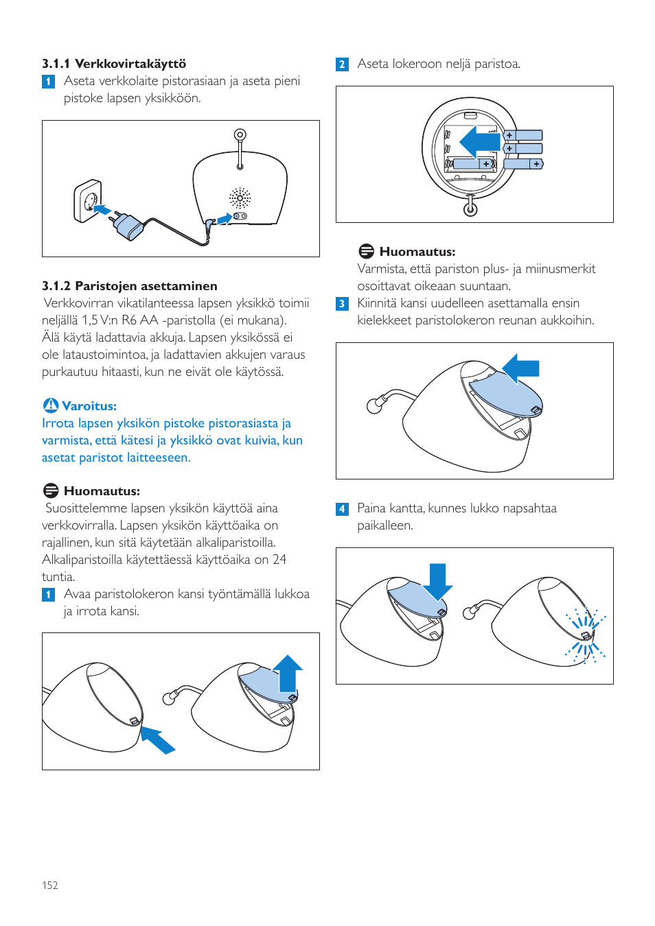 Philips AVENT Écoute-bébé DECT User Manual | Page 152 / 400