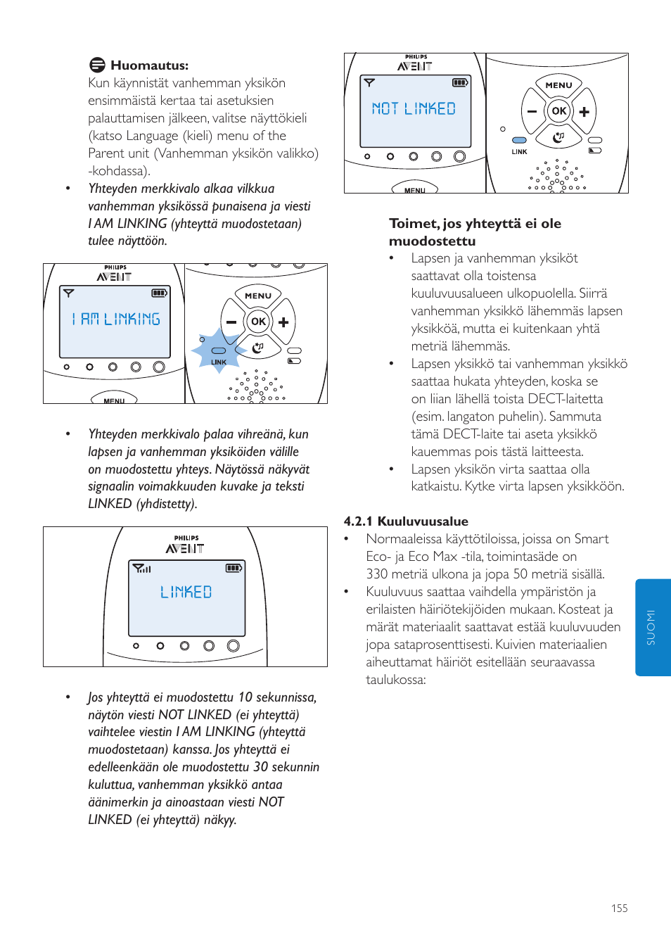 Philips AVENT Écoute-bébé DECT User Manual | Page 155 / 400