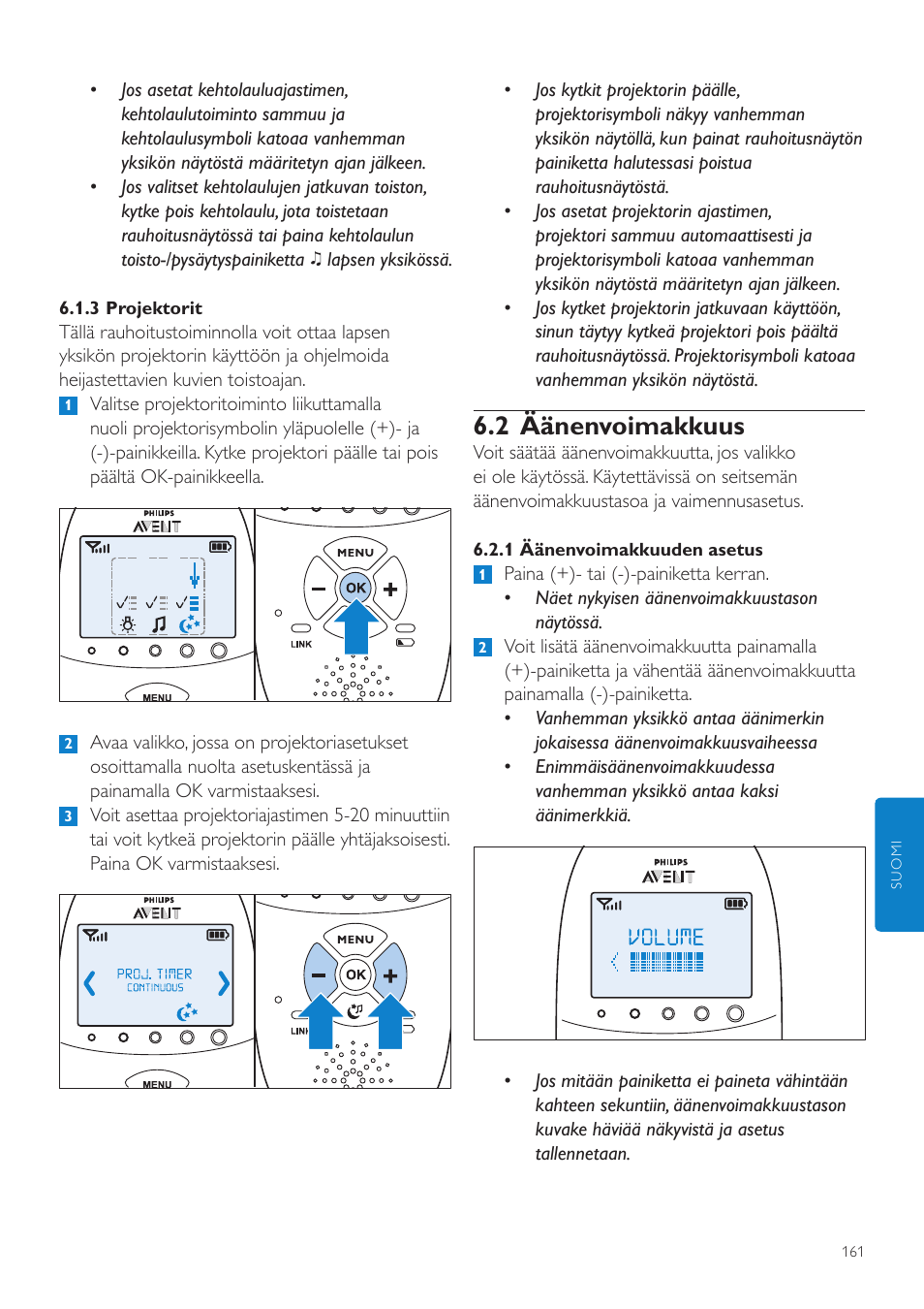 2 äänenvoimakkuus | Philips AVENT Écoute-bébé DECT User Manual | Page 161 / 400