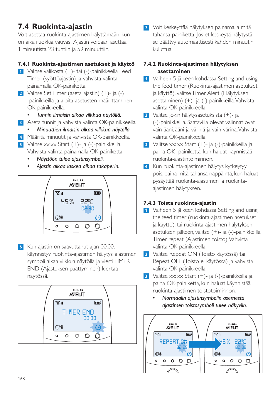 4 ruokinta-ajastin | Philips AVENT Écoute-bébé DECT User Manual | Page 168 / 400