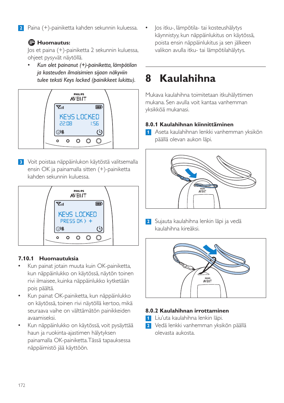 8 kaulahihna | Philips AVENT Écoute-bébé DECT User Manual | Page 172 / 400