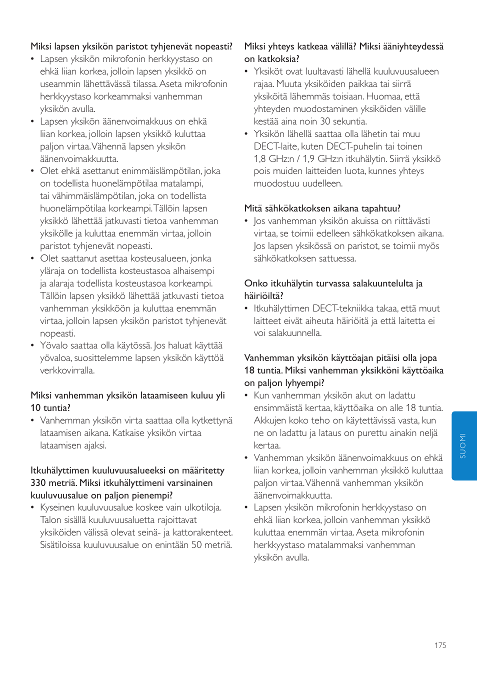 Philips AVENT Écoute-bébé DECT User Manual | Page 175 / 400