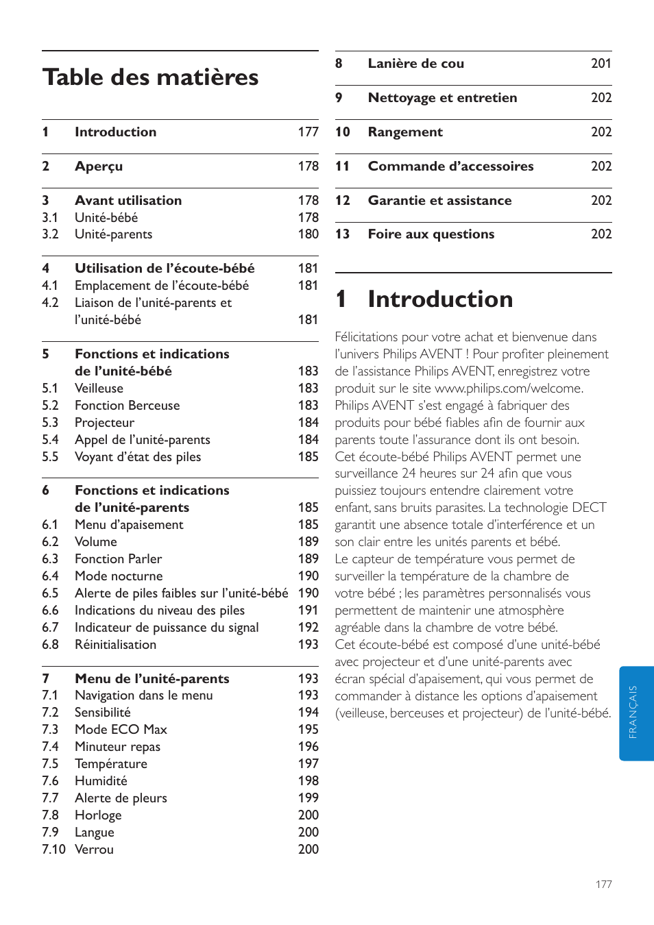 Philips AVENT Écoute-bébé DECT User Manual | Page 177 / 400