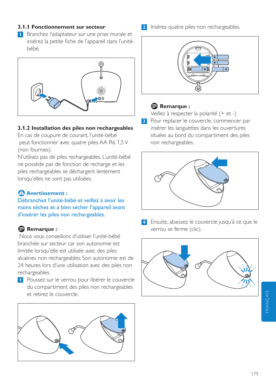 Philips AVENT Écoute-bébé DECT User Manual | Page 179 / 400