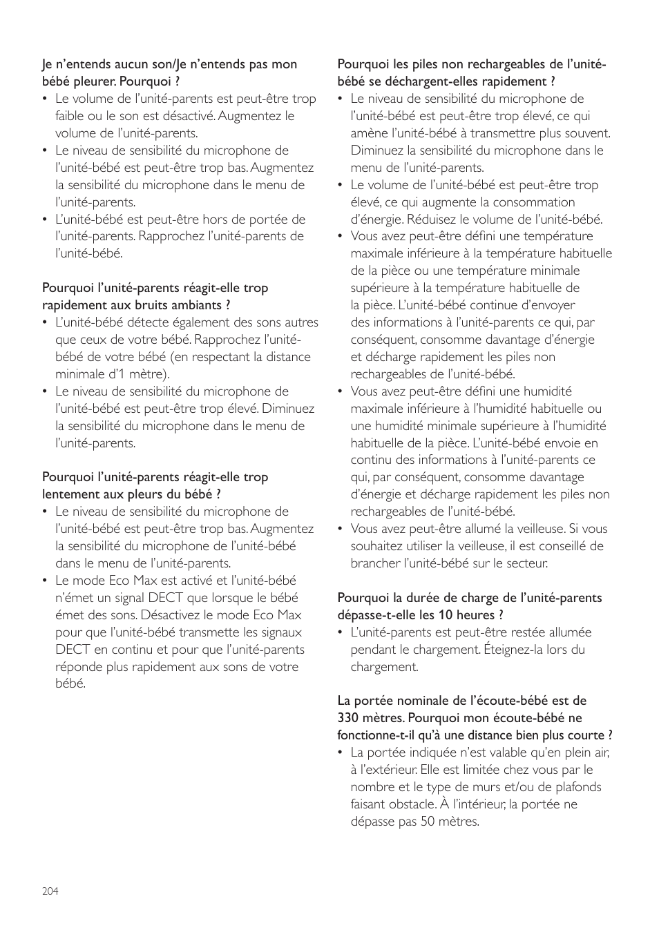 Philips AVENT Écoute-bébé DECT User Manual | Page 204 / 400