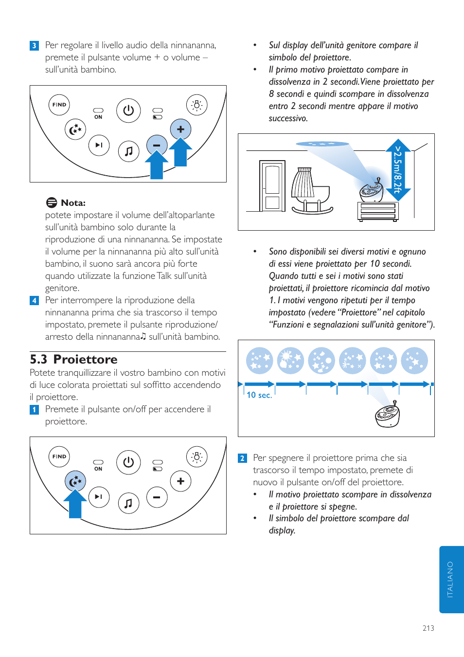 3 proiettore | Philips AVENT Écoute-bébé DECT User Manual | Page 213 / 400