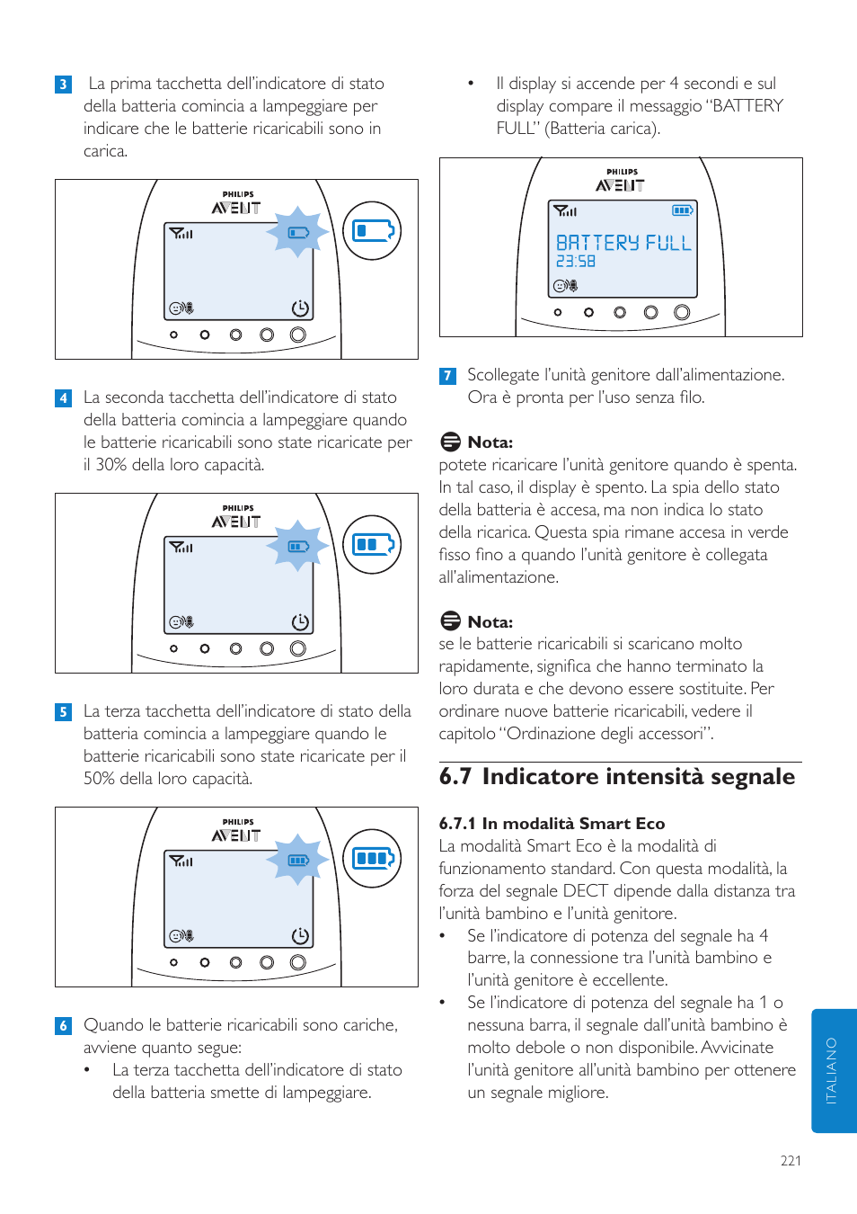 7 indicatore intensità segnale | Philips AVENT Écoute-bébé DECT User Manual | Page 221 / 400