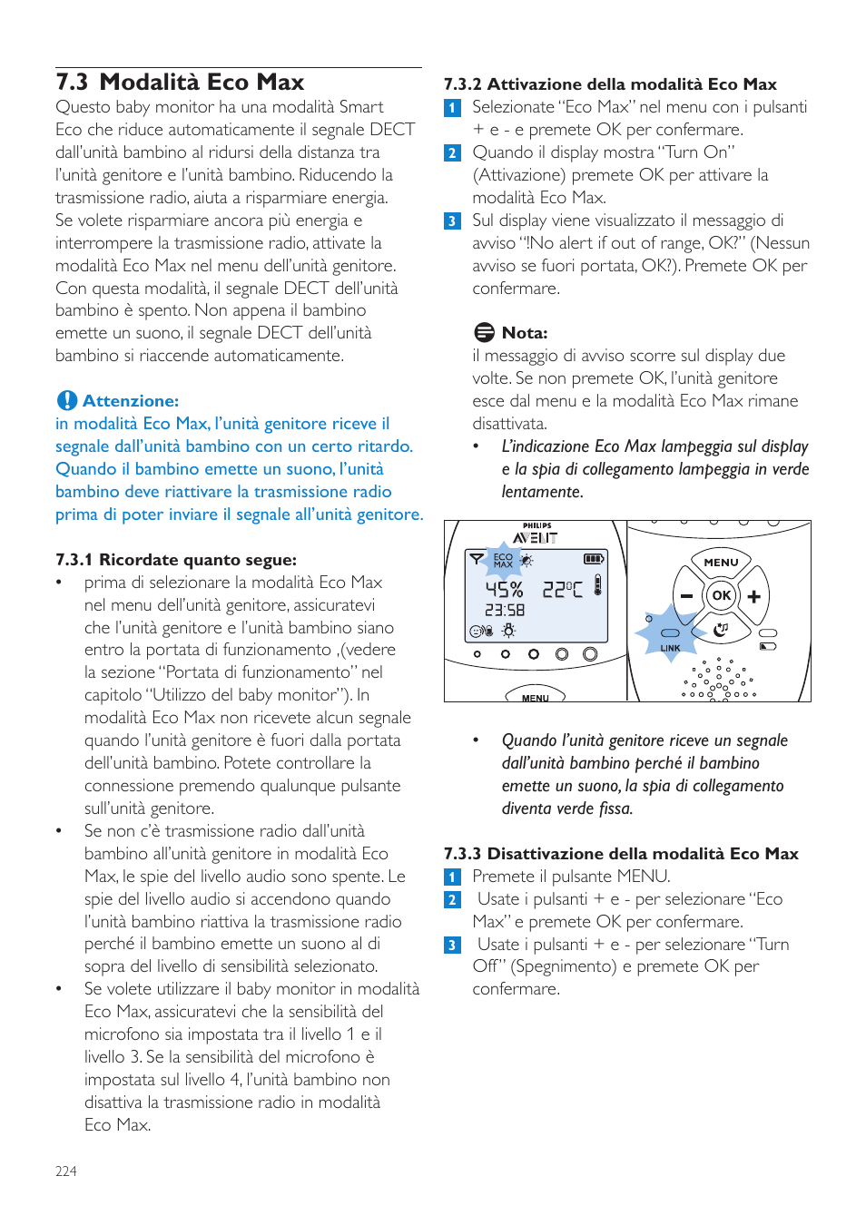 3 modalità eco max | Philips AVENT Écoute-bébé DECT User Manual | Page 224 / 400