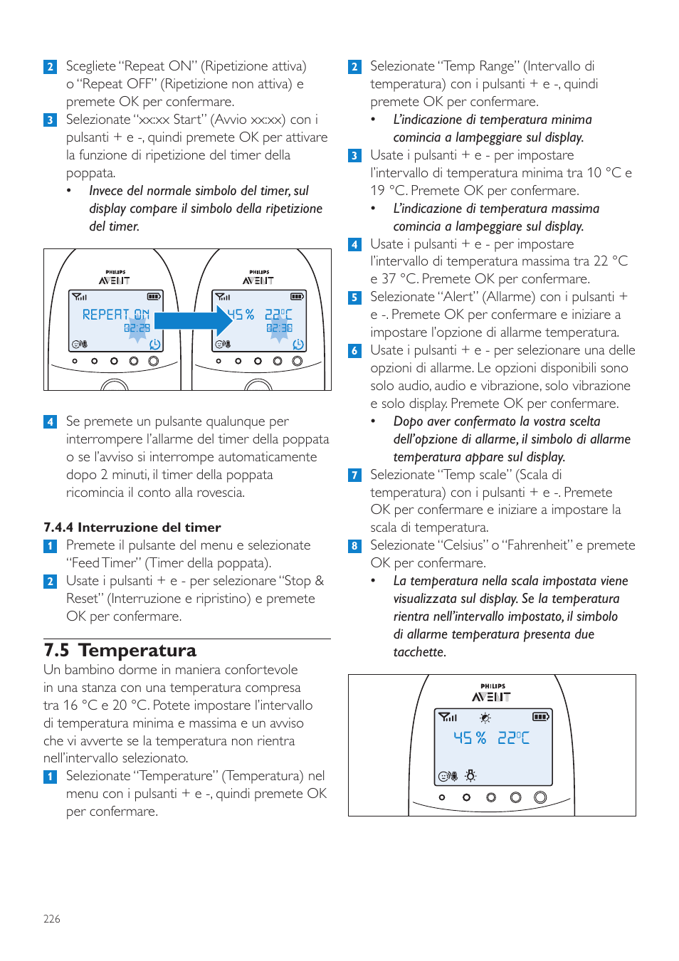 5 temperatura | Philips AVENT Écoute-bébé DECT User Manual | Page 226 / 400