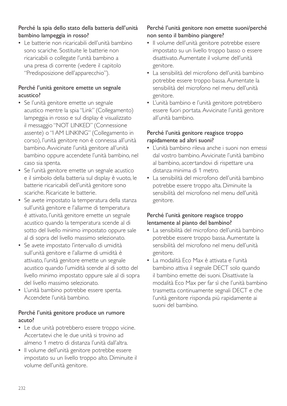 Philips AVENT Écoute-bébé DECT User Manual | Page 232 / 400